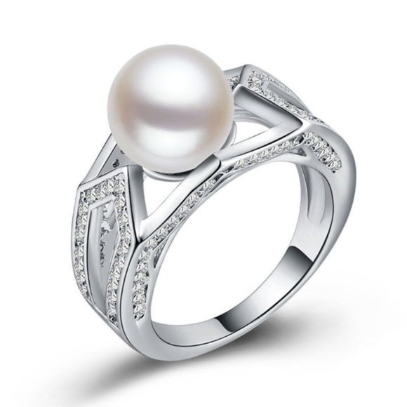 Jewelry - New 925 Silver Ring Round Cut White Pearl